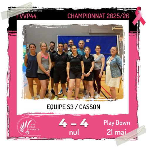 Rencontre Play Down de la S3 : Vigneux contre Casson (nul)